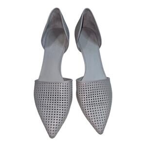 Vince Women's D'Orsay Pointed‎ Toe Kitten Heel Pumps Perforated Leather Gray